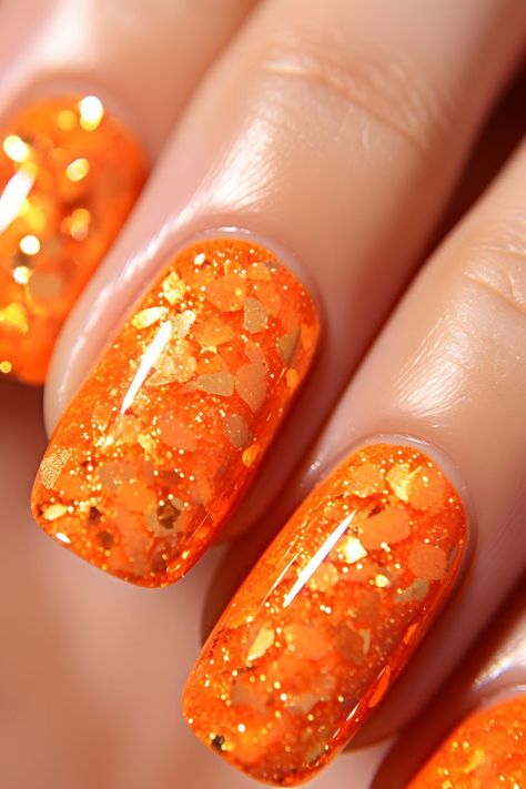 tangerine glitter nails, nail design, nail art, nail inspo, nail ideas, glittery nails, holiday nails, festive nails, sparkly nails, seasonal nails, nail trends, nail goals, nail style, vibrant nails, orange nails, tangerine nails, glitzy nails, nail decor, nail creativity, nail aesthetics, unique nails, nail shades, trendy nails, nail shades, nail obsession Glittery Orange Nails, Orange Glam Nails, Orange Nails Sparkle, Orange Glitter Nails Acrylic, Tennessee Orange Nails, Orange Sparkly Nails, Sparkly Orange Nails, Orange Nails Glitter, Orange Sparkle Nails