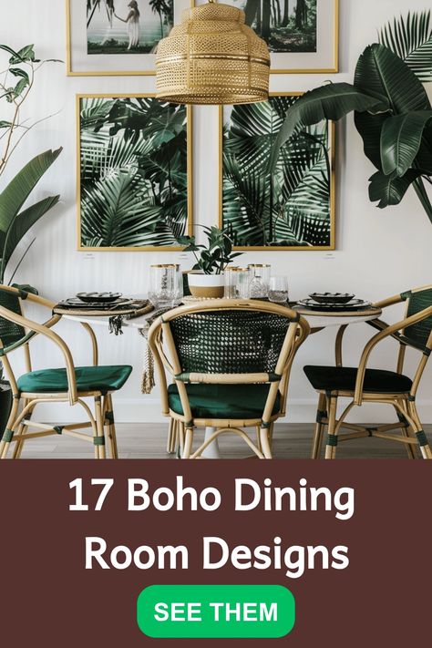 Discover 17 stunning Boho dining room designs that will inspire you to revamp your space today. From natural textures to vibrant colors, these ideas will breathe new life into your dining room. Get ready to create a cozy and stylish dining area that reflects your unique bohemian style. Bedroom Guide, Boho Dining Room, Boho Interior Design, Bohemian Interior Design, Dining Room Combo, Wallpaper Walls Decor, Curtains Living, Living Room Windows, Handmade Textiles