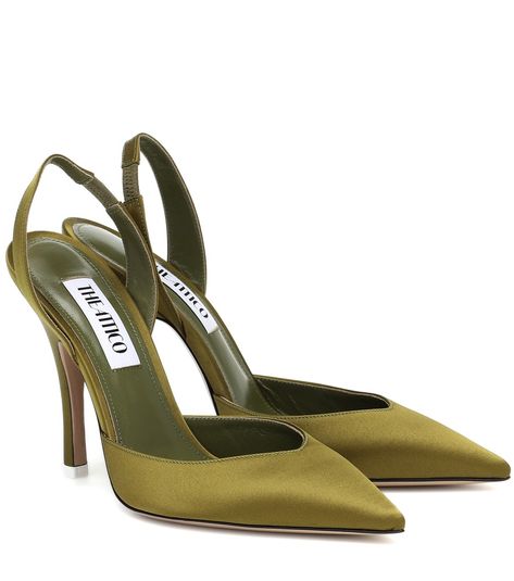 The Attico - Satin slingback pumps - These green pumps from The Attico are a sophisticated footwear staple with versatile styling potential. Made in Italy from lustrous satin, they’re cut to a point-toe silhouette with elasticated sling-back straps and 105mm stiletto heels. Wear yours with relaxed tailoring on the weekend. seen @ www.mytheresa.com Relaxed Tailoring, Jimmy Choo Clutch, Block High Heels, Green Pumps, Beautiful High Heels, Wedge Espadrilles, The Attico, Designer Pumps, Slingback Heels