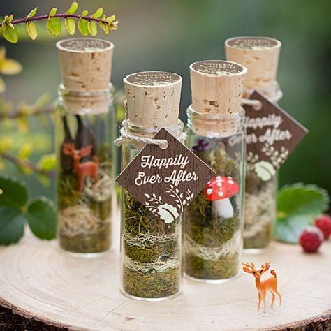 These fairy terrarium wedding favors are wonderful for either a Woodland or My Secret Garden wedding. Garden Theme Wedding Favors, Terrarium Wedding Favor, Fairy Terrarium, Terrarium Wedding, Wedding Favors And Gifts, Deco Champetre, Wedding Favor Ideas, Forest Party, Enchanted Forest Wedding