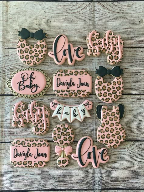 Cheetah Print Baby Shower Cookie Set/oh Baby Cookies/cheetah - Etsy Pink Cheetah Cookies, Leopard Print Baby Shower Ideas, Cheetah Print Baby Shower Ideas, Leopard Baby Shower Ideas, Cheetah Baby Shower Ideas, Cheetah Print Cookies, Leopard Print Cookies, Cheetah Cookies, Baby Shower Cookies For Girl