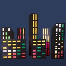 Neon at Night Buildings Silhouettes Kit (set of 7) Building Silhouette, Prom Theme, Graduation Party, At Night, Homecoming, Party Ideas, Prom, Neon, Building