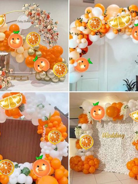 Orange Fruit Party, Fruit Party Theme, Orange Party, Fruit Party, Orange Fruit, Girls Birthday, Balloon Garland, Foil Balloons, Baby Shower Parties