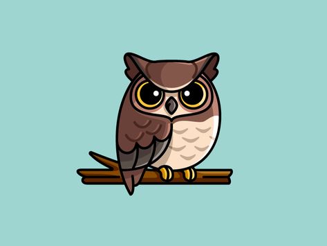 Great Horned Owl by Alfrey Davilla | vaneltia | Dribbble | Dribbble Owl Cute Drawing, 대학생 스타일, Cute Owl Illustration, Alfrey Davilla, Owl Character, Owl Outline, Cartoon Owl, Cute Dog Drawing, Owl Bags