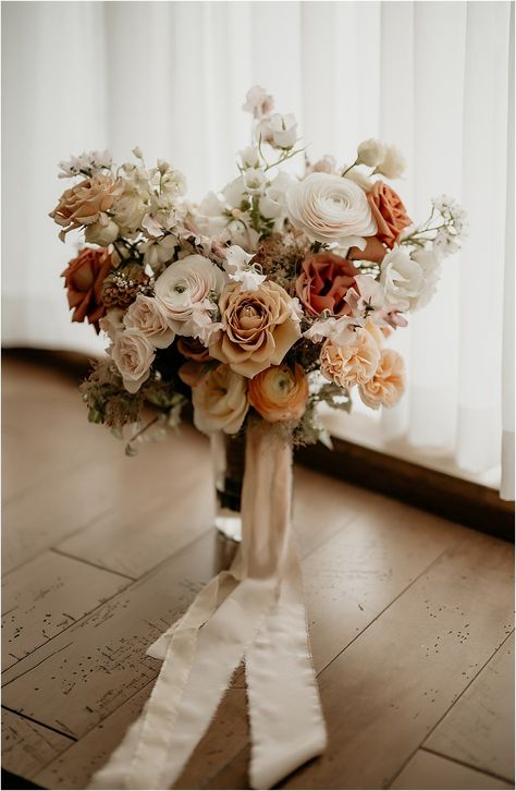 Late Summer Wedding Bouquet, Terracotta Rose, Ranunculus, Toffee Rose bridal bouquet, wedding bouquet, elora mill wedding planner Laura Olsen Events, Jeff Shuh Photography and Guelph wedding florist, Forever Wildfield Toffee Rose, Fall Flower Wedding Bouquets, Late Summer Wedding, Mexican Themed Weddings, Niagara Wedding, Late Summer Weddings, Summer Wedding Bouquets, Rose Bridal Bouquet, Wedding Wall