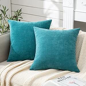 Square Couch, Aqua Throw Pillows, Teal Pillow Covers, Teal Pillow, Cushion Living Room, Pillows Living Room, Teal Pillows, Chenille Throw Pillows, Couch Pillow Covers