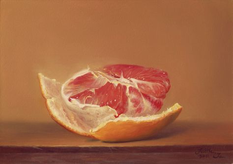 Peeled Grapefruit  Oil on hardboard  7x5" Daily Mindfulness, Food Art Painting, Grapefruit Oil, Life Paint, Still Life Fruit, Citrus Fruits, Oranges And Lemons, Still Life Drawing, Daily Painting