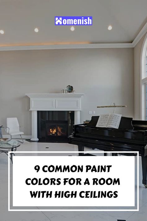 A large home that boasts an open-plan room with high ceilings is a great place for entertaining visitors or getting cozy with your family. Choosing the best paint colors for the tall walls and high ceilings can create the perfect focal point. Painting large rooms may not be an easy task, but with endless paint color possibilities, you might not know your best options. If you want to keep your large room bright and airy, you should opt for relaxing and soft hues. High Ceiling Living Room Colors, Matching Walls And Ceiling, Painting Tall Walls High Ceilings, Cathedral Ceiling Living Room Paint Wall Colors, Paint Colors For Vaulted Living Room, Paint Color For Large Open Room, Living Room Paint Color Ideas High Ceilings, High Ceiling Paint Ideas, Painting The Ceiling Same Color As Walls