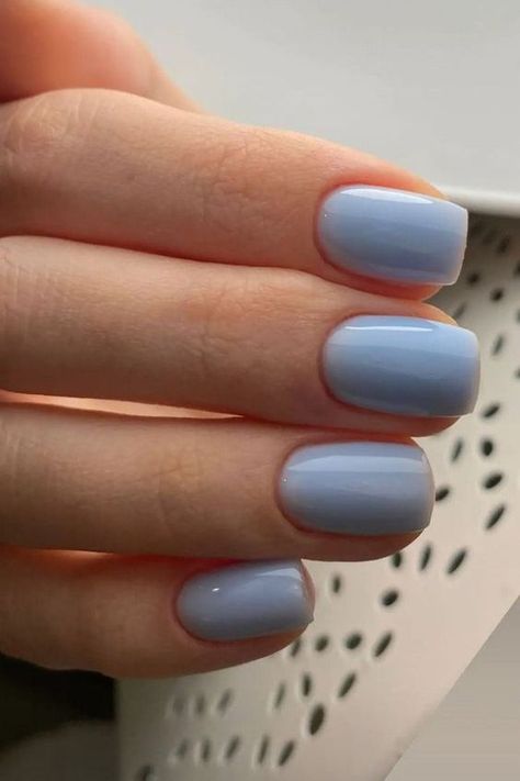 25+ Baby Blue Nail Ideas - the gray details Periwinkle Nails, Blue Nail Ideas, Blue Wedding Nails, Blue Gel Nails, Baby Blue Nails, Milky Nails, Cute Simple Nails, Simple Gel Nails, Basic Nails