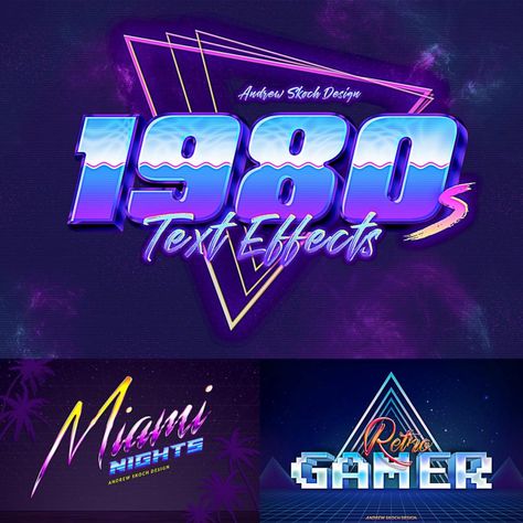 Retro typography with bright glow and a waves, reflective chrome. Synthwave, vapor wave, retro wave, miami style. You will get 10 retro compositions and 10 PSD mockups. Just a few seconds to get retro Chrome Text Design, Retro Futuristic Typography, Vapor Wave Aesthetic, Futuristic Typography, 80s Design, Retro Typography, Retro Waves, Miami Fashion, Wave Design