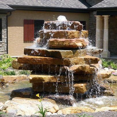 Stacked Stone Fountain Design Ideas, Pictures, Remodel, and Decor Backyard Water Fountains, Stone Water Features, Kolam Air, Taman Air, Rock Fountain, Outdoor Water Features, Garden Water Fountains, Fountains Backyard, Diy Garden Fountains