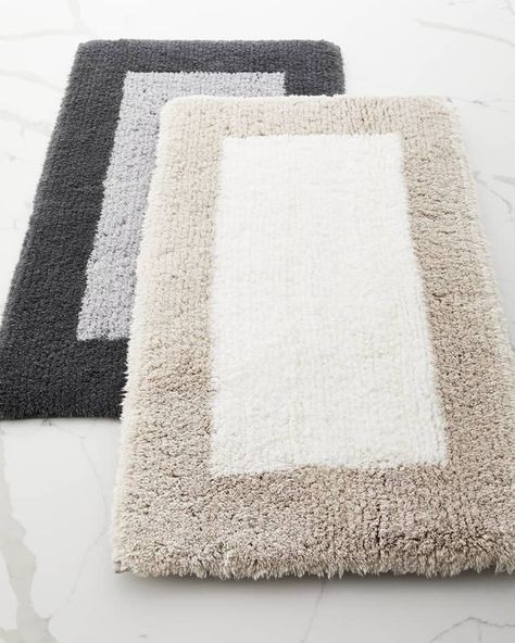 HFJRY Graccioza Bicolor Bath Rug, 20" x 31" White Bathroom Rug, Luxury Bath Rugs, Luxury Bath Mats, Tub Mat, Towel Collection, Bath Sheets, Stylish Bathroom, Luxury Bath, Flat Weave Rug