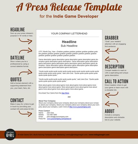 Press Release Design Layout, Public Relations Quotes, Public Relations Career, Press Release Example, Press Release Template, Public Relations Strategy, Pr Strategy, Indie Game Development, Communications Plan