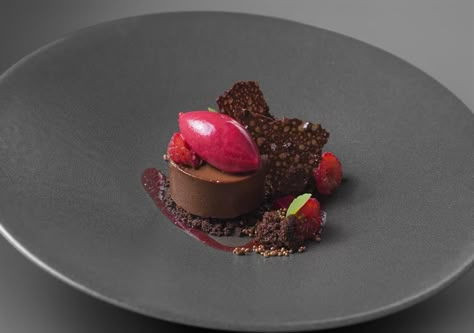 Chocolate Tuille, Gourmet Desserts Presentation, Gourmet Food Plating, Fine Dining Desserts, Always Smiling, Dessert Presentation, Bistro Food, Dessert Plating, Gourmet Desserts