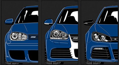 Very cool image of #Volkswagen #VW #Golf #R32 IV , Golf R32 V, and Golf #R  (from APR #goapr.com) Golf 6 R Line, R32 Golf, Golf 4 R32, Golf Mk5, Golf Mk5 R32, Golf Gti R32, Gti Wheels, Vw Golf R32 Mk5, Volkswagen Germany