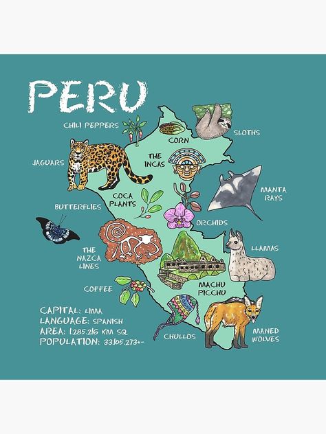 Peru Map, Peru Trip, Indigenous Knowledge, Nazca Lines, Pictorial Maps, World Geography, Zipper Pouches, An Education, Peru Travel