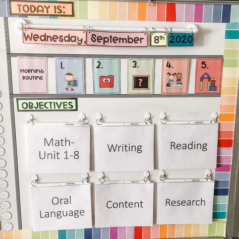 Rise And Teach on Instagram: “This year I made my whiteboard work for ME. I am the 👑 of forgetting to change the date or the I-Can statements. So this year, all I have…” Jamie Kelly, Classroom Whiteboard, Teacher Decor, Reading Unit, Math Writing, I Can Statements, Whiteboard, White Board, First Grade