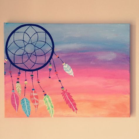 Gradient Dreamcatcher Canvas Art Home Decor by AccioArtDesigns Ideas Painting Canvas, Painting Canvas Ideas, Quotes Dream, Deco Originale, Easy Canvas Painting, Canvas Ideas, Canvas Quotes, Night Painting, Ideas Quotes