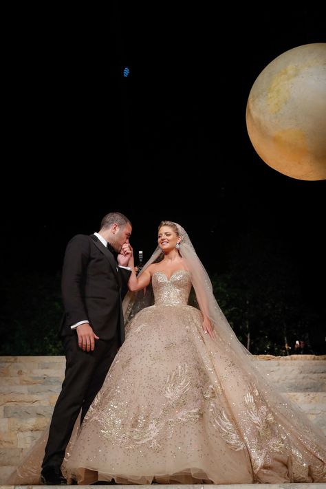 Elie Saab Designed the Most Beautiful Wedding Dress for His Daughter-in-Law | Glamour Elie Saab Wedding Dress, Dapper Grooms, Celebrity Wedding Dresses, Most Beautiful Wedding Dresses, Couture Wedding Gowns, Fairytale Dress, Custom Wedding Dress, Gorgeous Wedding Dress, Wedding Dress Couture