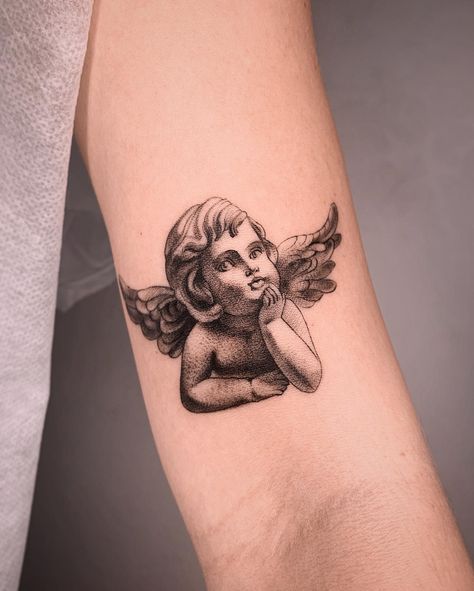 Angel Tattoo Meaning, Cherub Tattoo Designs, Cherub Tattoo, Army Tattoos, Free Tattoo Designs, Wing Tattoo Designs, Tattoo Old School, Men Tattoos, Angel Tattoo Designs