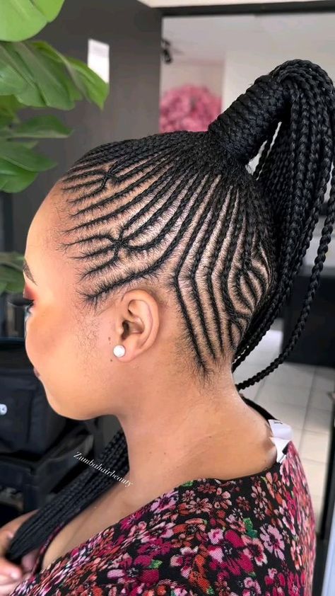 #updohairstyles #ponytailbraids #braidedhairstyle Parting Box Braids, Box Braids Jewelry, Freestyle Ponytail, Lines Hairstyles, Braids Parting, Wavy Hair Short, Straight Up Hairstyles, Braids Jewelry, Cornrow Updo Hairstyles