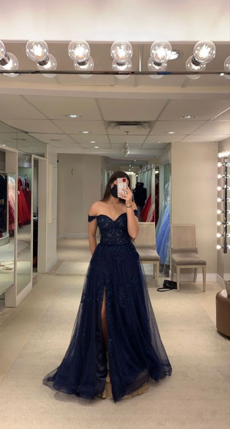 Dark Blue Prom Dress Corset, Blue Prom Dresses Long Sparkly, Prom Dresses For Square Body Type, Long Dark Blue Dress Formal, Navy Blue Prom Dress Aesthetic, Prom Dresses Dark Blue Sparkly, Midnight Blue Dress Prom, Prom Dress Midnight Blue, Dark Navy Blue Prom Dress