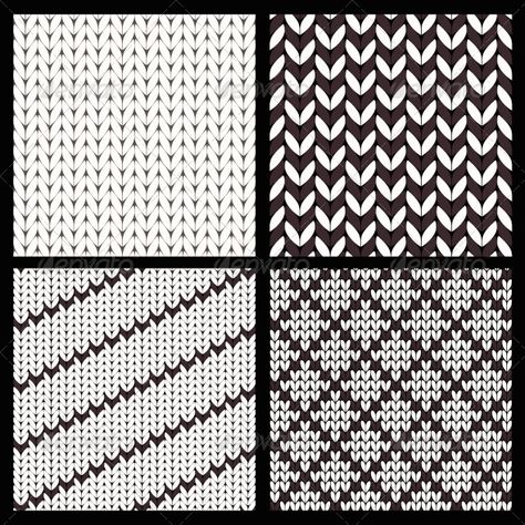 Set of Four Seamless Knitting Patterns - Patterns Decorative Download here:  https://graphicriver.net/item/set-of-four-seamless-knitting-patterns/7857619?ref=alena994 Seamless Knitting Patterns, Knitted Patterns, Seamless Knitting, Illustrator Brushes, Knitting Machine Projects, Technical Drawing, Pattern Drawing, Color Therapy, Machine Knitting