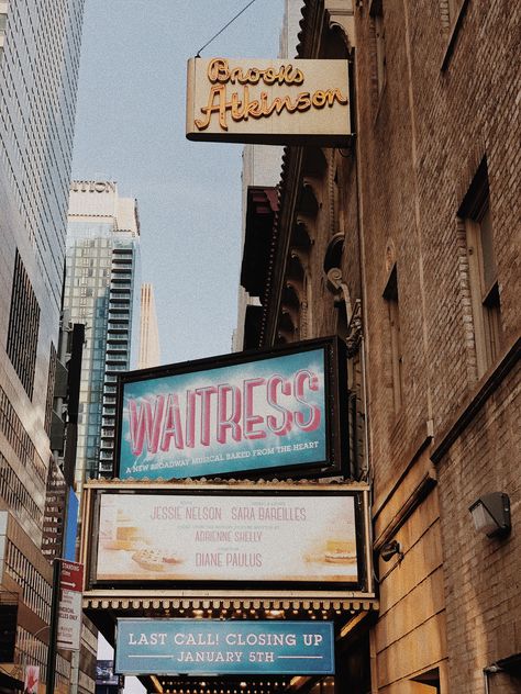 Waitress Aesthetic, Adrienne Shelly, Waitress Musical, Aesthetic Gallery, Sara Bareilles, Nyc Aesthetic, Last Call, Broadway Show Signs, Broadway Shows