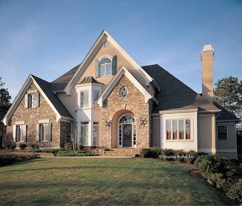 French Country House Plan with 3606 Square Feet and 4 Bedrooms from Dream Home Source | House Plan Code DHSW53201 French Country Floor Plans, English Country House Plans, Tudor Exterior, Bathroom French, Master Addition, French Country Estate, Exterior Houses, Pretty Houses, European House Plans