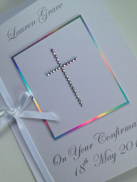 Christian Diy, First Communion Cards, Confirmation Cards, Confirmation Invitations, Easter Cards Handmade, Baptism Cards, Christian Cards, Diy Homemade, Handmade Birthday Cards