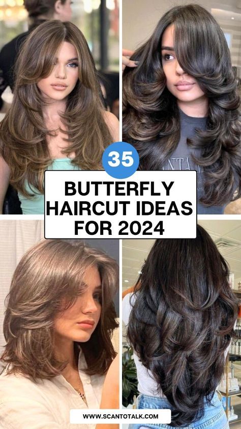 Butterfly Layers For Long Hair, Hairstyles With Movement, Long Layer Butterfly Cut, Long Haircut To Add Volume, Butterfly Haircut No Bangs, Butterfly Haircut Style, Different Type Of Haircuts, Type Of Haircut For Women, Hair Cuts Long Hair Layers Wavy