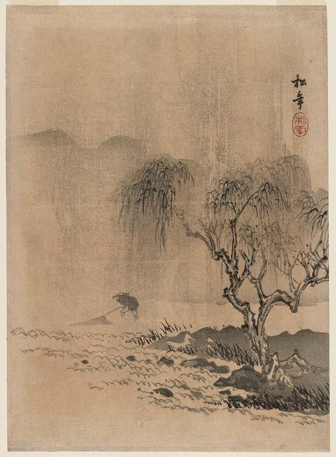 Chinese Willow Tree, Meiji Restoration, Willow Trees, Meiji Era, Japon Illustration, Photo Wall Collage, Japanese Painting, Willow Tree, Chinese Painting