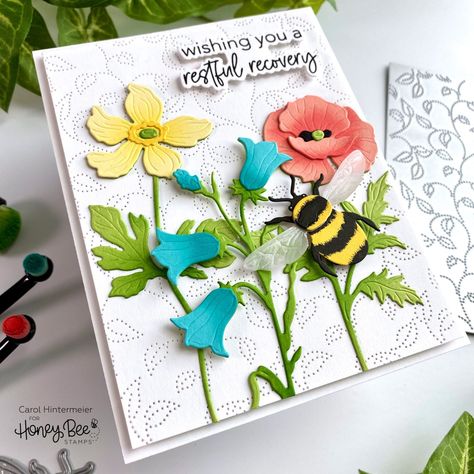 Honey Bee Cards Paper Crafts, Honey Bee Stamps Cards, Whimsy Garden, Bee Products, Inspiration Cards, Wildflower Honey, Greeting Card Inspiration, Bee Creative, Honey Bee Stamps