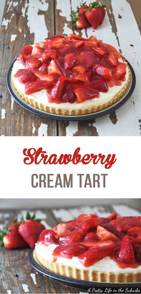 Cream Tart Recipe, Fresh Strawberry Topping, Crescent Rings, Strawberry Tarts Recipe, Vanilla Bean Cream, Strawberry Tarts, Cream Tarts, Strawberry Cream Pies, Strawberry Recipe