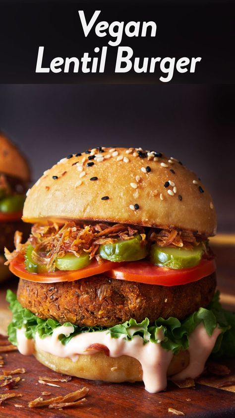 Veg Burgers Recipe, Lentil Burger Recipe, Vegan Lentil Burger, Lentil Burger, Vegetarian Burger Recipe, Clean Dinner Recipes, Lentils Vegan, Vegetable Burger, Vegan Burger Recipe