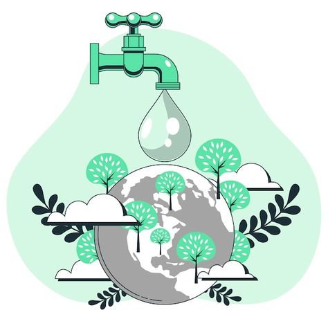 Sustainable Water Management, Sustainable Development Poster Sustainability, Poster Sustainability, Save Water Illustration, Tap Illustration, Sustainability Illustration, Design Assignments, Water Concept, Factory Illustration