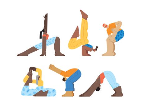 yogis & yoginis by Maria Keeler on Dribbble Yoga Illustration Art Graphic Design, Yoga Character Illustration, Yoga Pose Illustration, Yoga Cartoon Illustration, Surf Yoga Illustration, People Illustrations, Yoga Club, Yoga Illustration, 달력 디자인