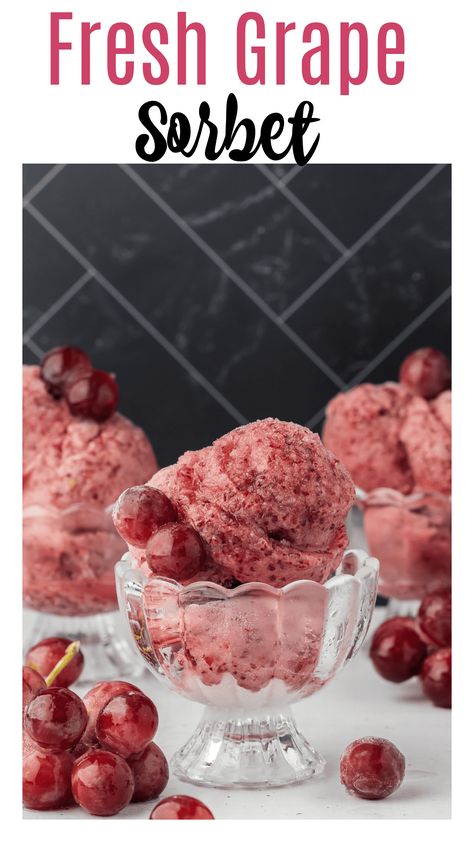 Frozen Grape Sorbet, Red Grape Recipes Ideas, Leftover Grapes Recipe, Baking With Grapes, Grape Dessert Recipes, Grape Sorbet Recipe, Grape Sorbet, Grape Dessert, Grape Ice Cream