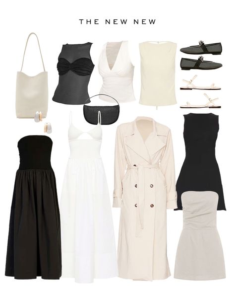 New Arrivals I’m Loving 🤍 LBD, cream trench coat, black maxi dress, white cut out dress, linen strapless top, black mesh ballet flats, white leather bucket bag, two tone metal earrings.  i'm always sharing my minimal style on my ltk, so be sure to explore for more style inspiration and outfit ideas! Tap to shop these pieces! Neutral Graphic Design, White Bucket Bag, Ballet Flats White, Arielle Lorre, Cream Trench Coat, Neutral Branding, Mini Dress Mesh, Black Strapless Midi Dress, Branding Layout