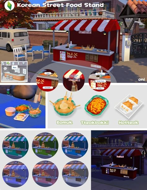 Korean Street Food Stand | ONI on Patreon Lotes The Sims 4, Sims 4 Kitchen, Food Stand, Sims 4 Clutter, The Sims 4 Packs, Sims 4 Game Mods, Sims 4 Body Mods, Sims 4 Expansions, Free Sims