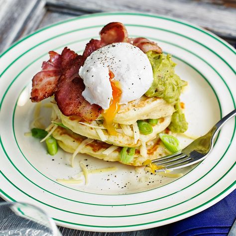 Pancakes With Bacon, Recipes Pancakes, Bacon Eggs Breakfast, Best Pancake Recipe, Pancake Toppings, American Pancakes, Pancakes And Bacon, Bacon And Eggs, Savory Pancakes