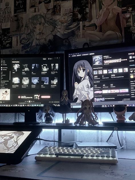 Egirl Desk Setup, Gaming Setup Ideas Black, Futuristic Gaming Setup, Alt Gaming Setup, Y2k Gaming Setup, Cybercore Desk, Goth Pc Setup, Goth Gaming Setup, Futuristic Room Ideas