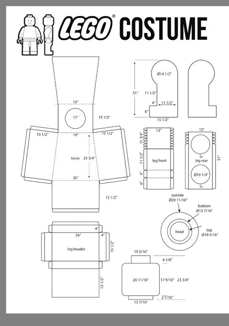 Lego Man Template, Dressup Ideas, Lego Blueprint, Cardboard Costume, Lego Costume, Children Games, Lego Halloween, Lego Diy, Lego Activities