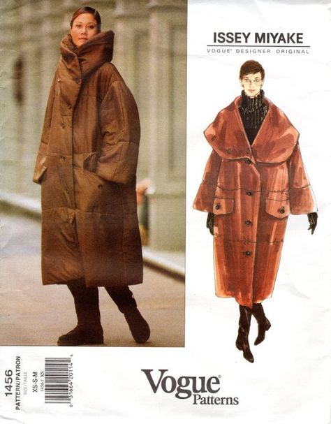 OOP 1990s Issey Miyake Cocoon Coat Pattern - Vogue 1456 - Bust 30 to 36 UNCUT FF Cocoon Coat Pattern, Issey Miyake Sewing Patterns, Winter Coat Pattern, Vintage Vogue Patterns, Vintage Vogue Sewing Patterns, Vogue Vintage, Coat Pattern Sewing, Convertible Collar, Cocoon Coat