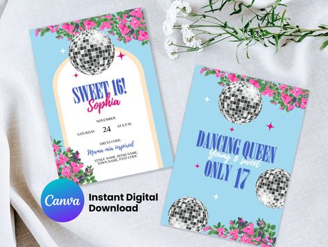 Mamma Mia Birthday Invitations, Mamma Mia Dancing Queen, Mamma Mia Dancing, Mamma Mia Disco, Does Your Mother Know, Descendants Party, E Invite, Photos Booth, Queen Birthday