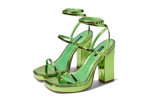 Metallic Green Heels, Green Heels Aesthetic, Green And Gold Heels, Green Platform Heels, Fairy Heels, Green Shoes Heels, 2000s Shoes, Bright Heels, Green High Heels