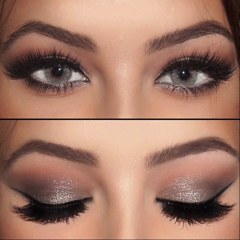 Grey Eye Makeup, Eyeliner Hacks, Wedding Hairstyles And Makeup, Kajal Eyeliner, Magical Makeup, Makijaż Smokey Eye, Gray Eyes, Makeup Goals, Prom Makeup