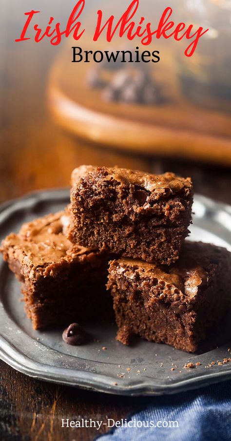 Bourbon Brownies Recipes, Whiskey Brownies, Whiskey Desserts, Fudgy Homemade Brownies, Bourbon Brownies, Healthy Protein Desserts, Bourbon Recipes, Brownies From Scratch, Baked Granola