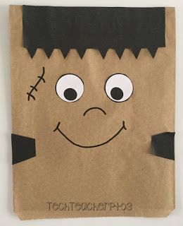 Brown Paper Bag Halloween Treat Bags Diy, Halloween Paper Bags, Halloween Treat Bags Diy, Bag Puppet, Transportation Activities, Paper Bag Crafts, Paper Bag Puppets, Drawing Bag, Halloween Treat Bags