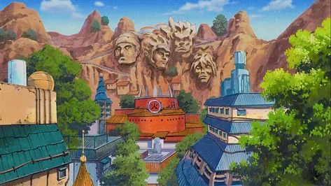 Konoha Naruto, Konoha Village, Photo Naruto, Naruto Wallpaper Iphone, Mountain Drawing, Manga Naruto, Scenery Background, Naruto Kakashi, Naruto Pictures